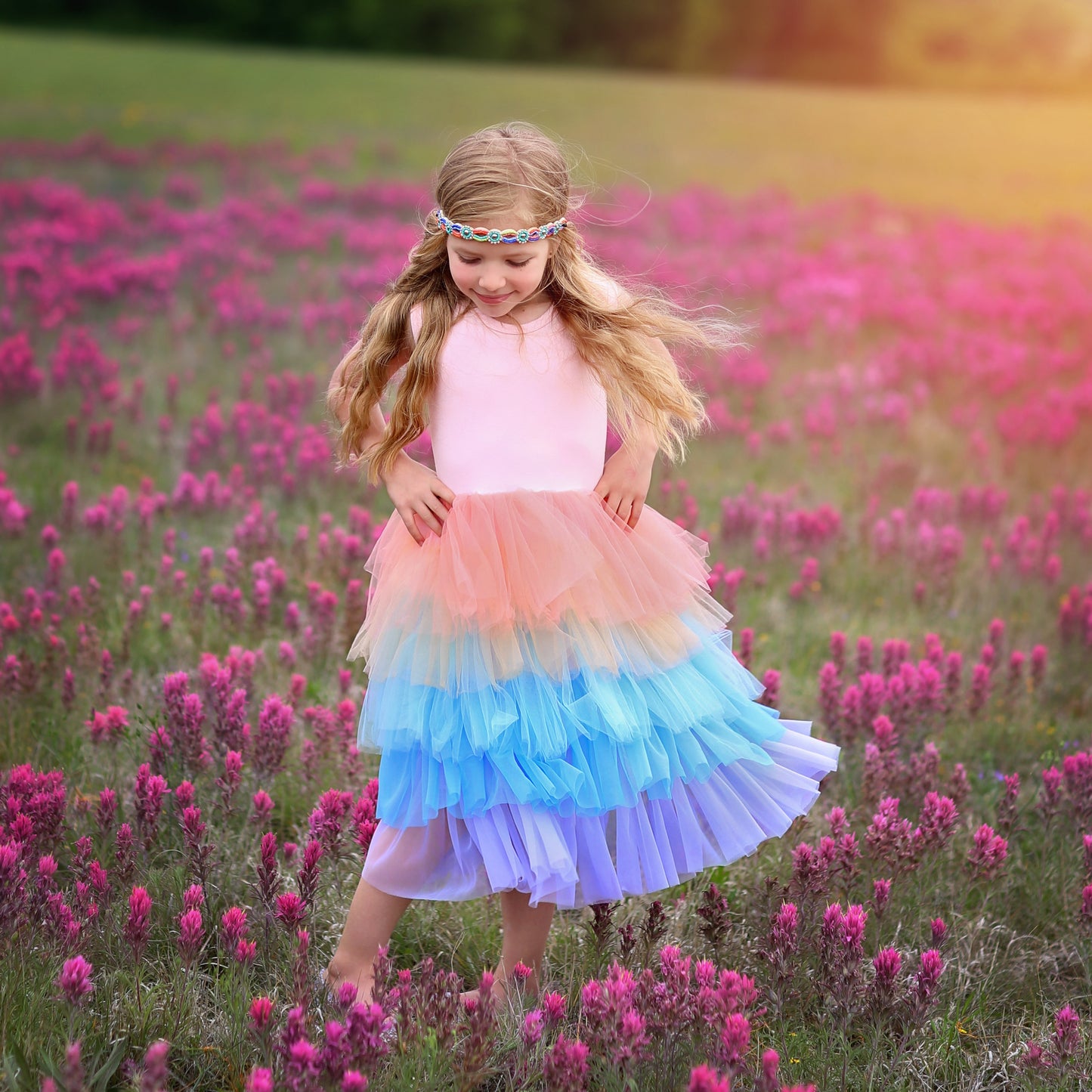 Tutu Dress in Pink Rainbow