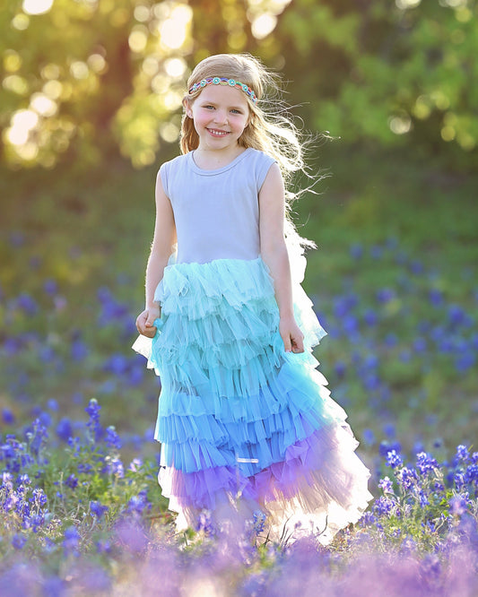 Long Tutu Dress in Blue Ombre