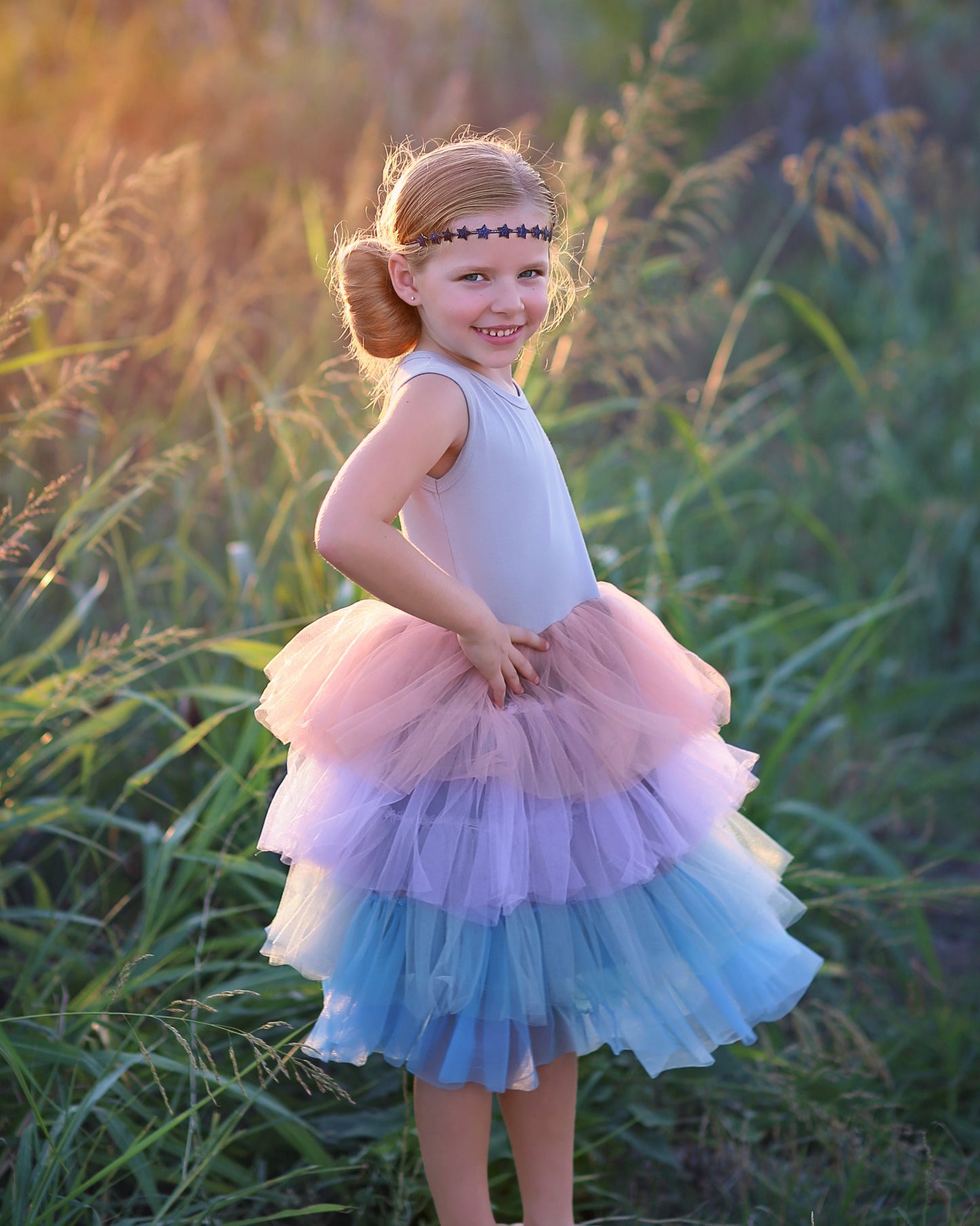 Tutu Dress in Pink, Blue and Gray Ombre