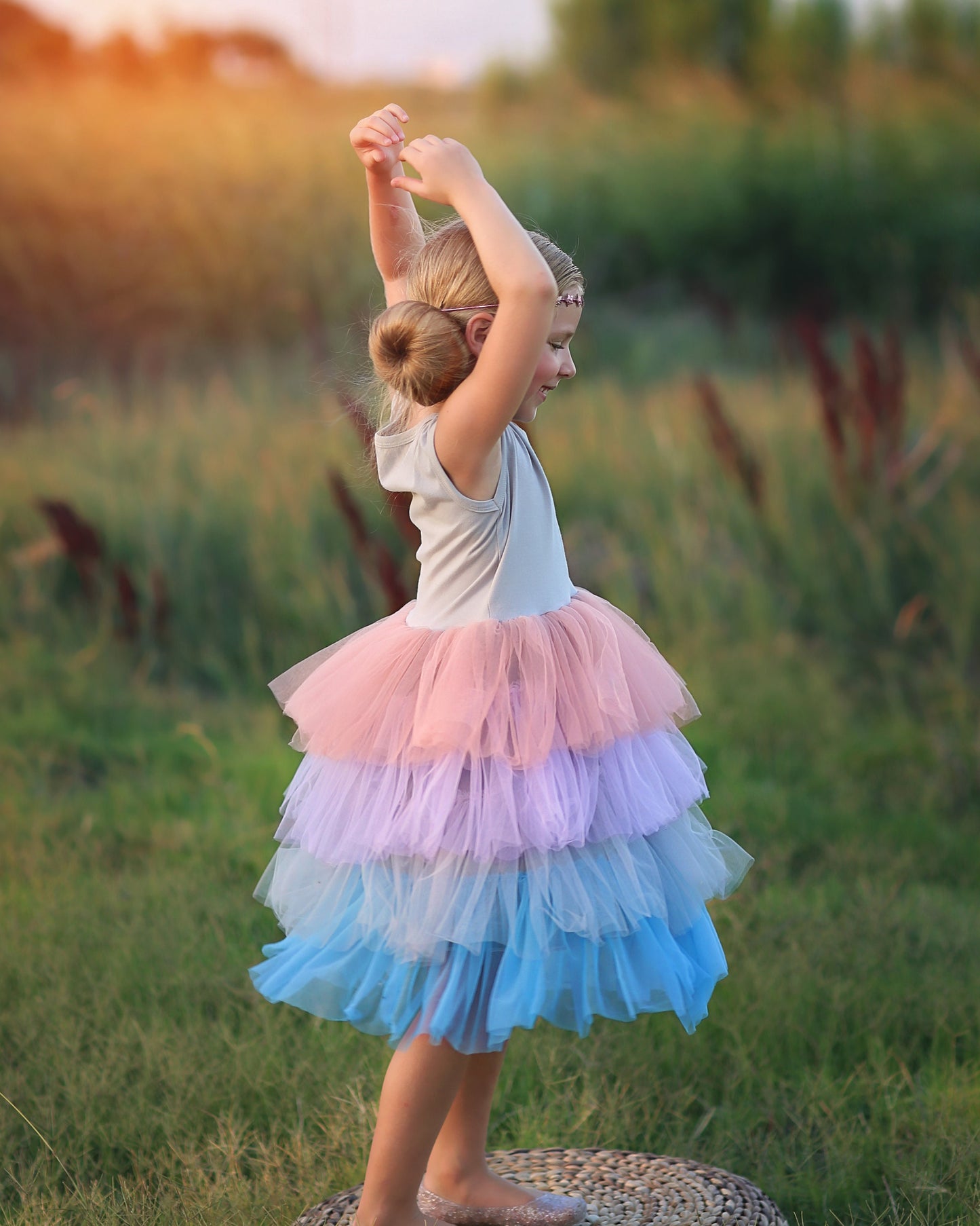 Tutu Dress in Pink, Blue and Gray Ombre