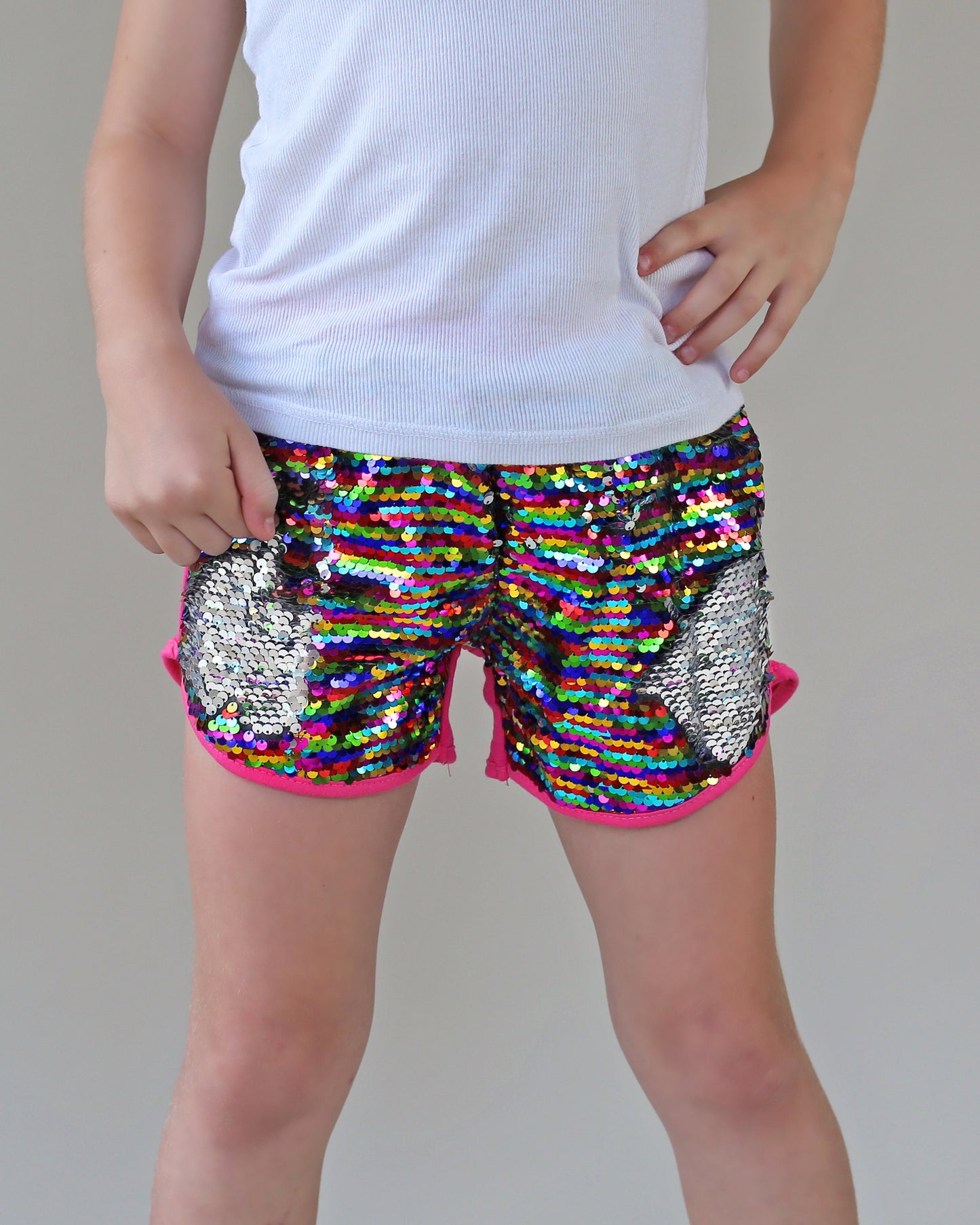 Flip Sequin Shorts in Rainbow