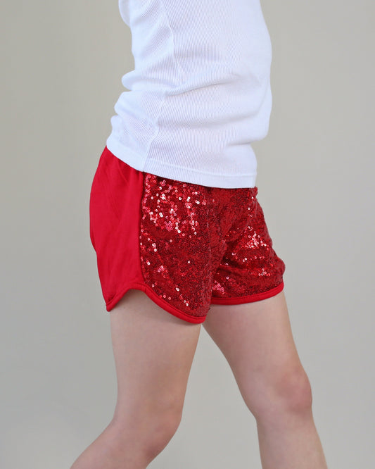 Sequin Shorts in Red