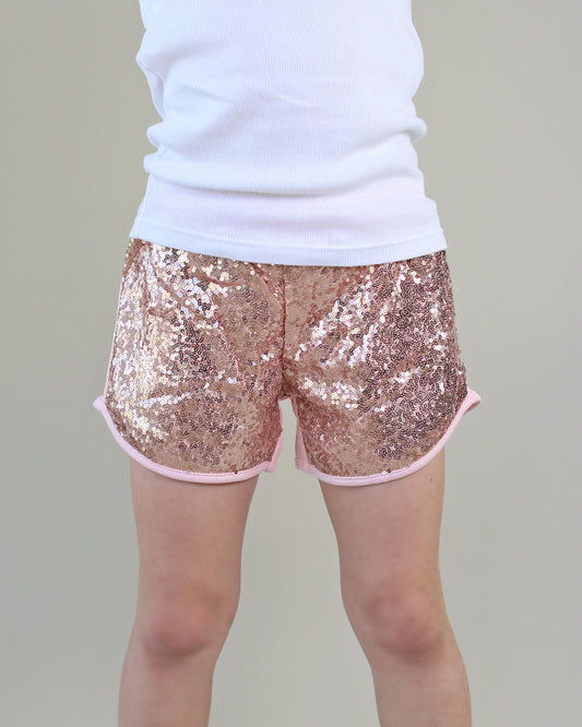 Sequin Shorts in Rose Gold