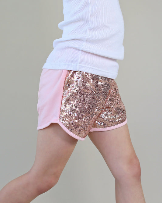 Sequin Shorts in Rose Gold