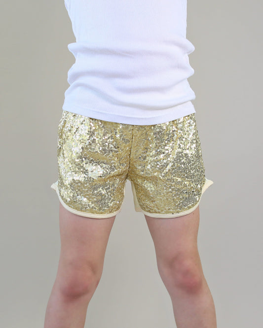 Sequin Shorts in Gold