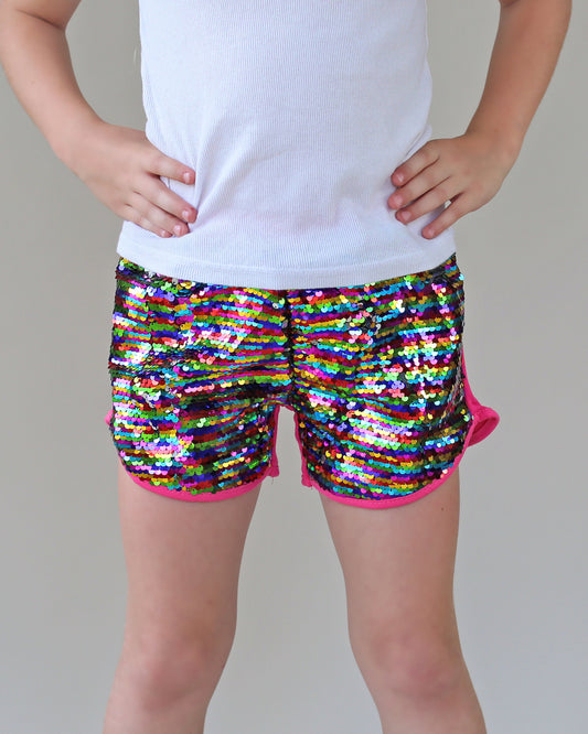 Flip Sequin Shorts in Rainbow