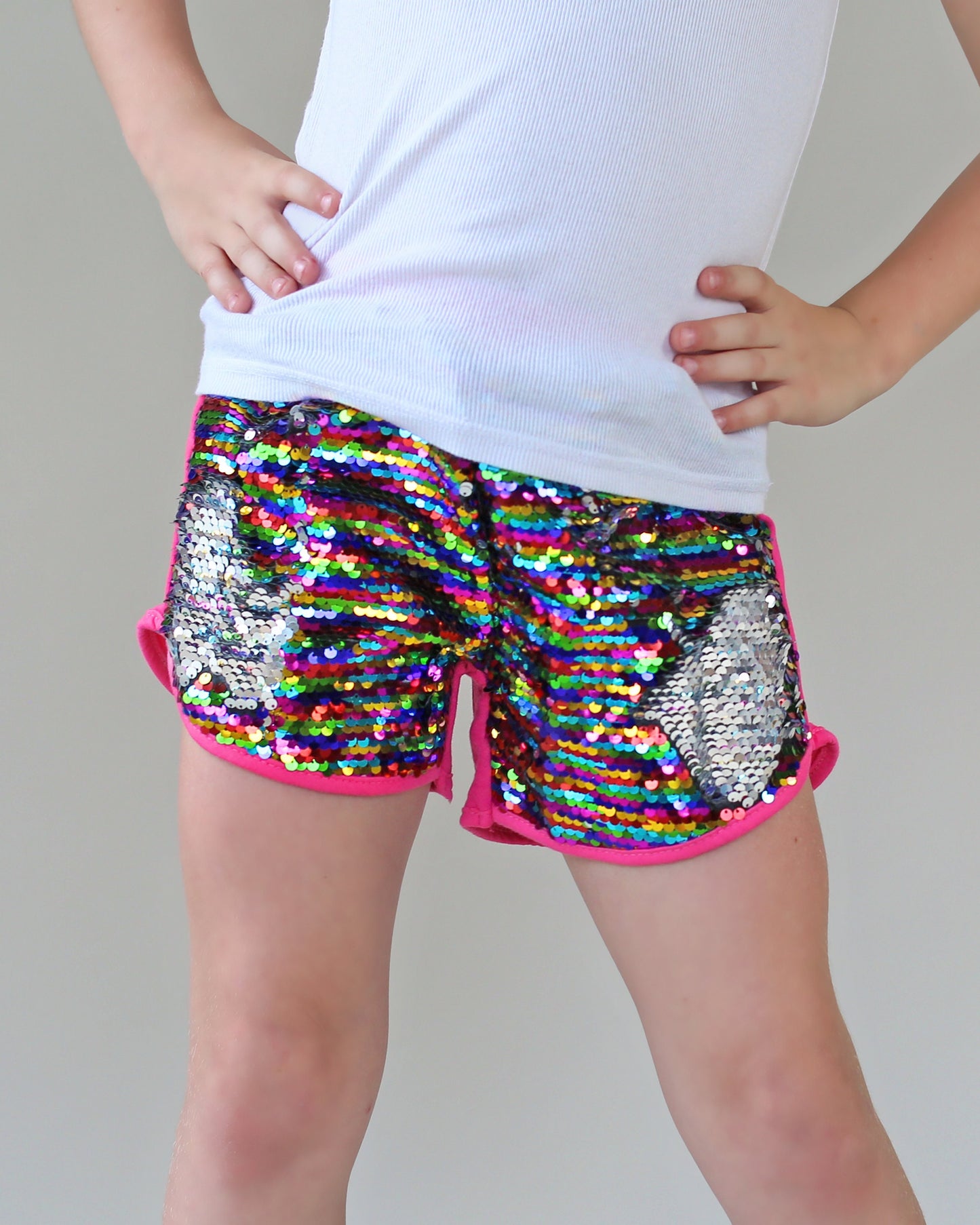 Flip Sequin Shorts in Rainbow