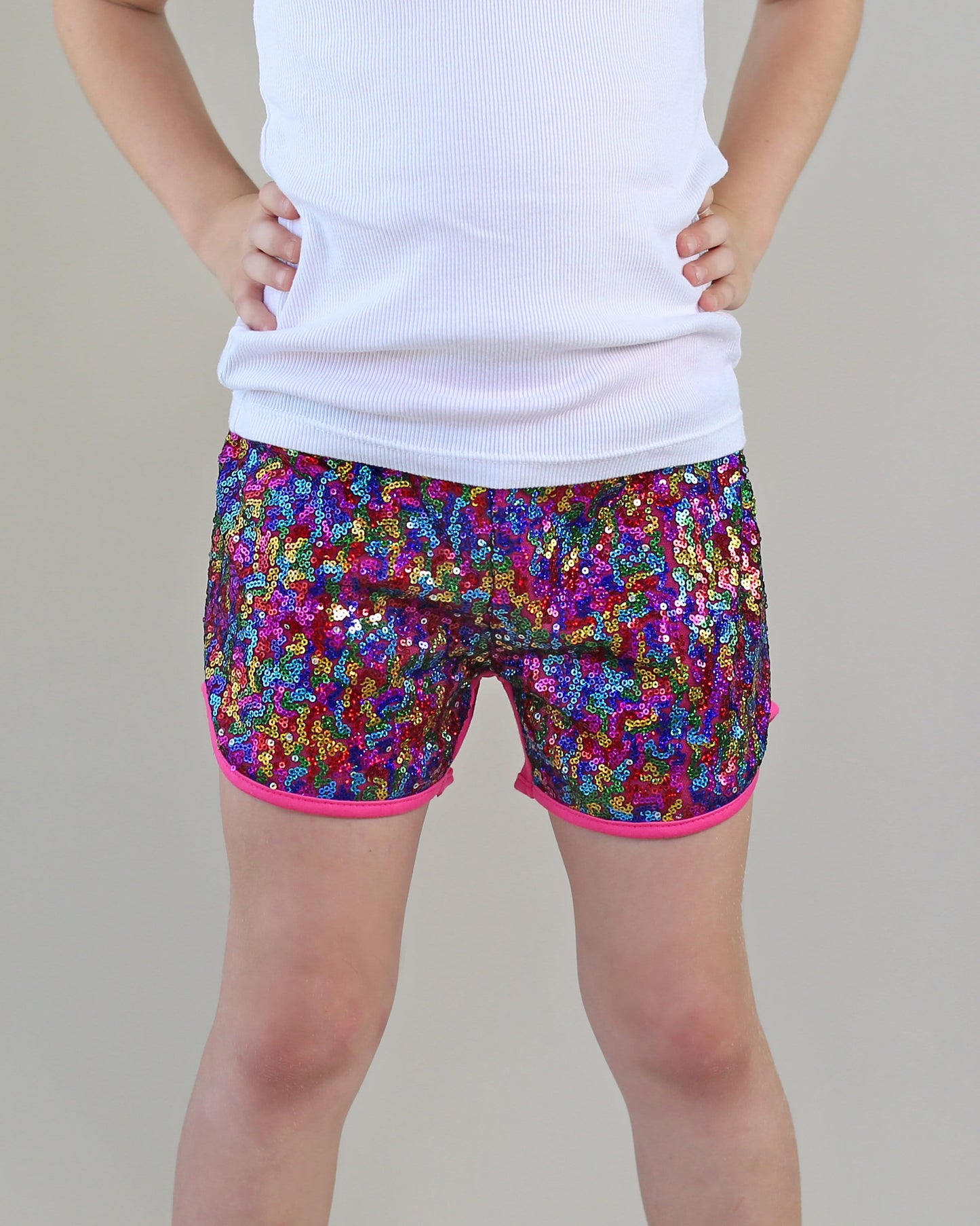 Sequin Shorts in Rainbow