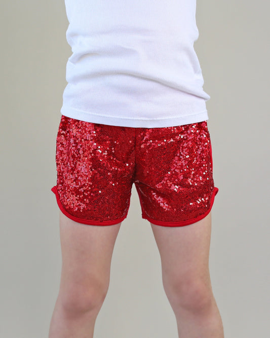 Sequin Shorts in Red