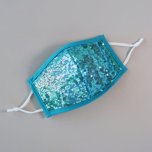 Sequin Face Mask - Pocket Filter Face Mask - Dust Face Mask - Glam Face Mask -Teal Sequin Mask