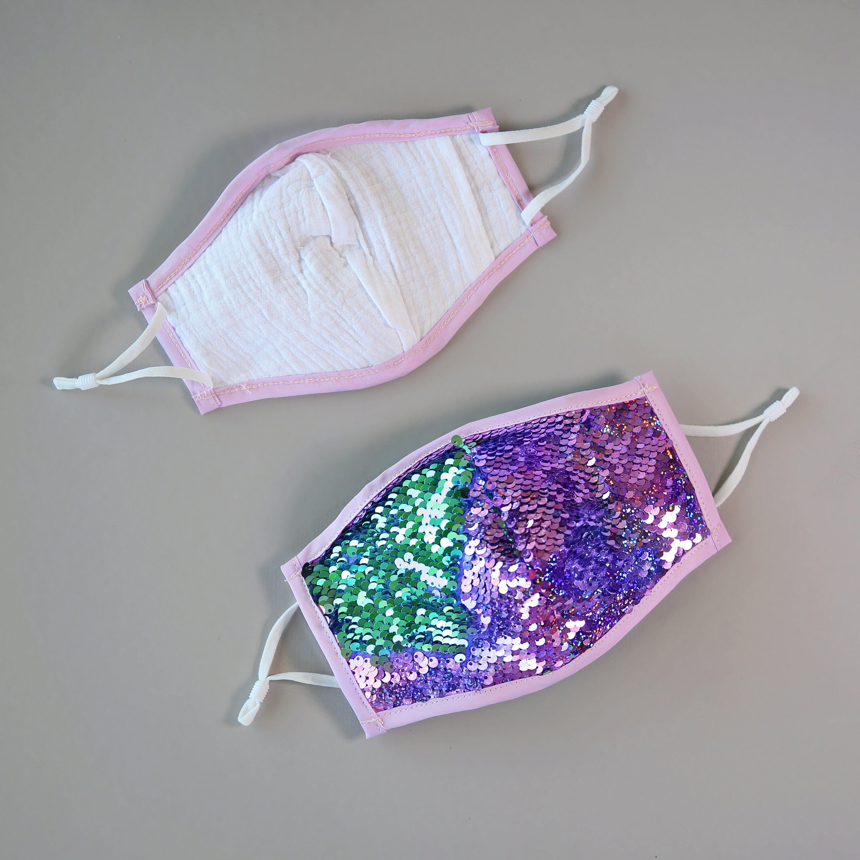 Sequin Face Mask - Pocket Filter Face Mask - Dust Face Mask - Glam Face Mask -Reversible Lavender and Mint Sequin Mask