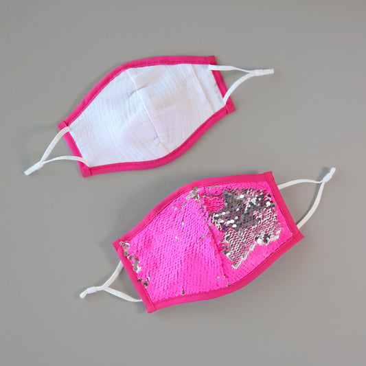 Sequin Face Mask - Pocket Filter Face Mask - Dust Face Mask - Glam Face Mask - Neon Pink Sequin Mask