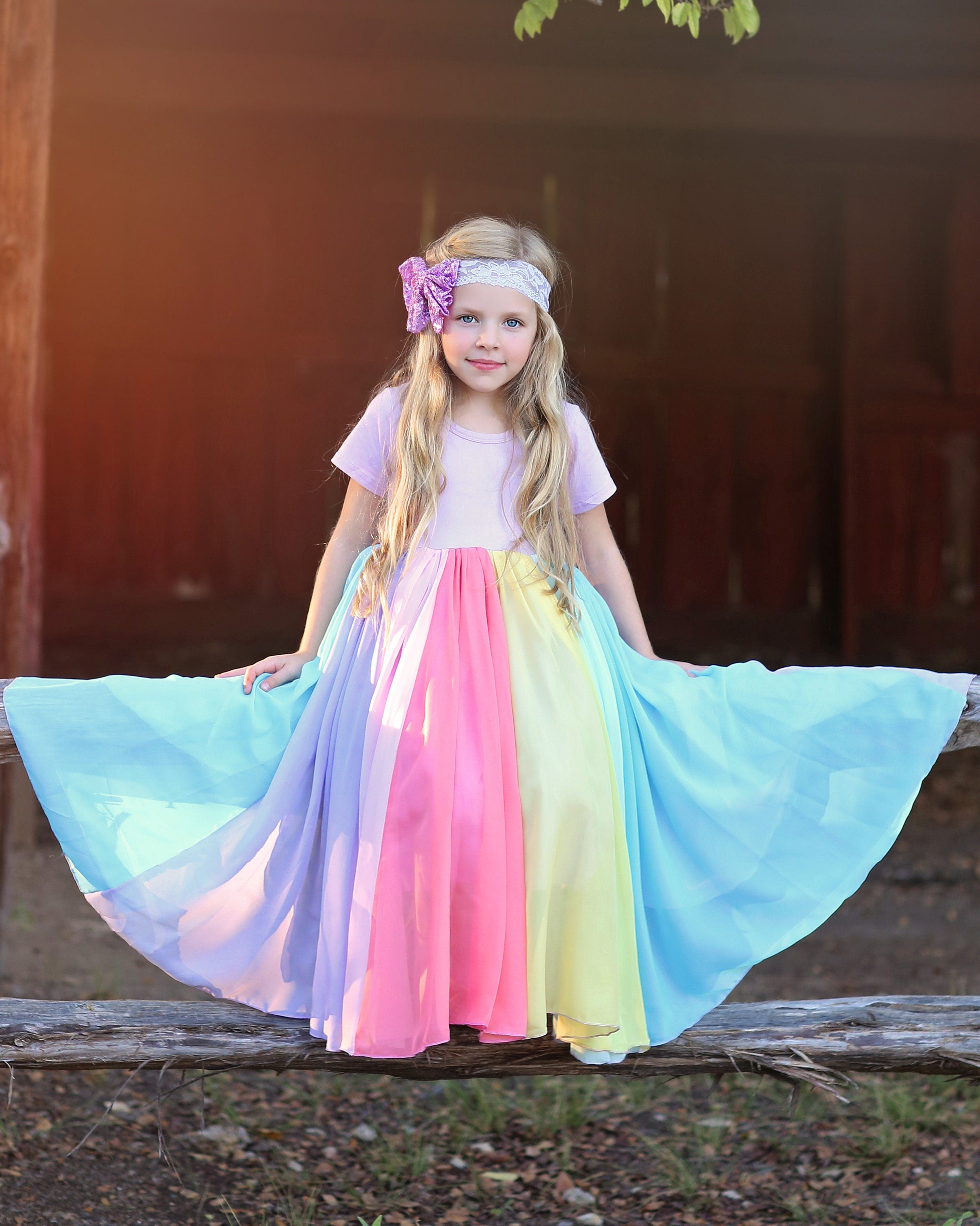 Pastel Rainbow Full Panel Dress- Long Pastel Dress, Sequin Tank Dress, Party Dress - Twirly Dress, Birthday Dress, Girls Birthday Gift, gift