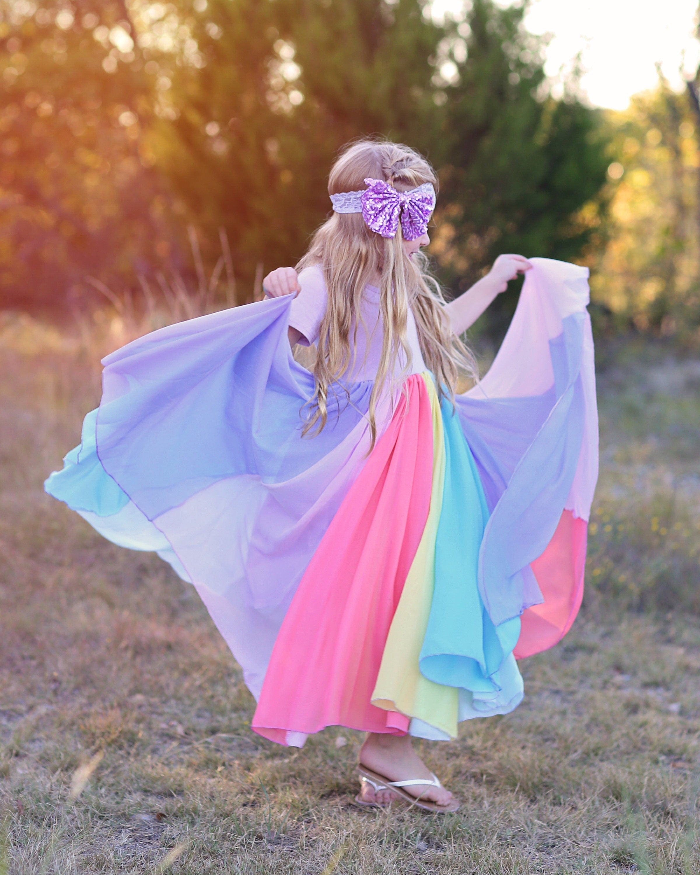 Pastel Rainbow Full Panel Dress- Long Pastel Dress, Sequin Tank Dress, Party Dress - Twirly Dress, Birthday Dress, Girls Birthday Gift, gift