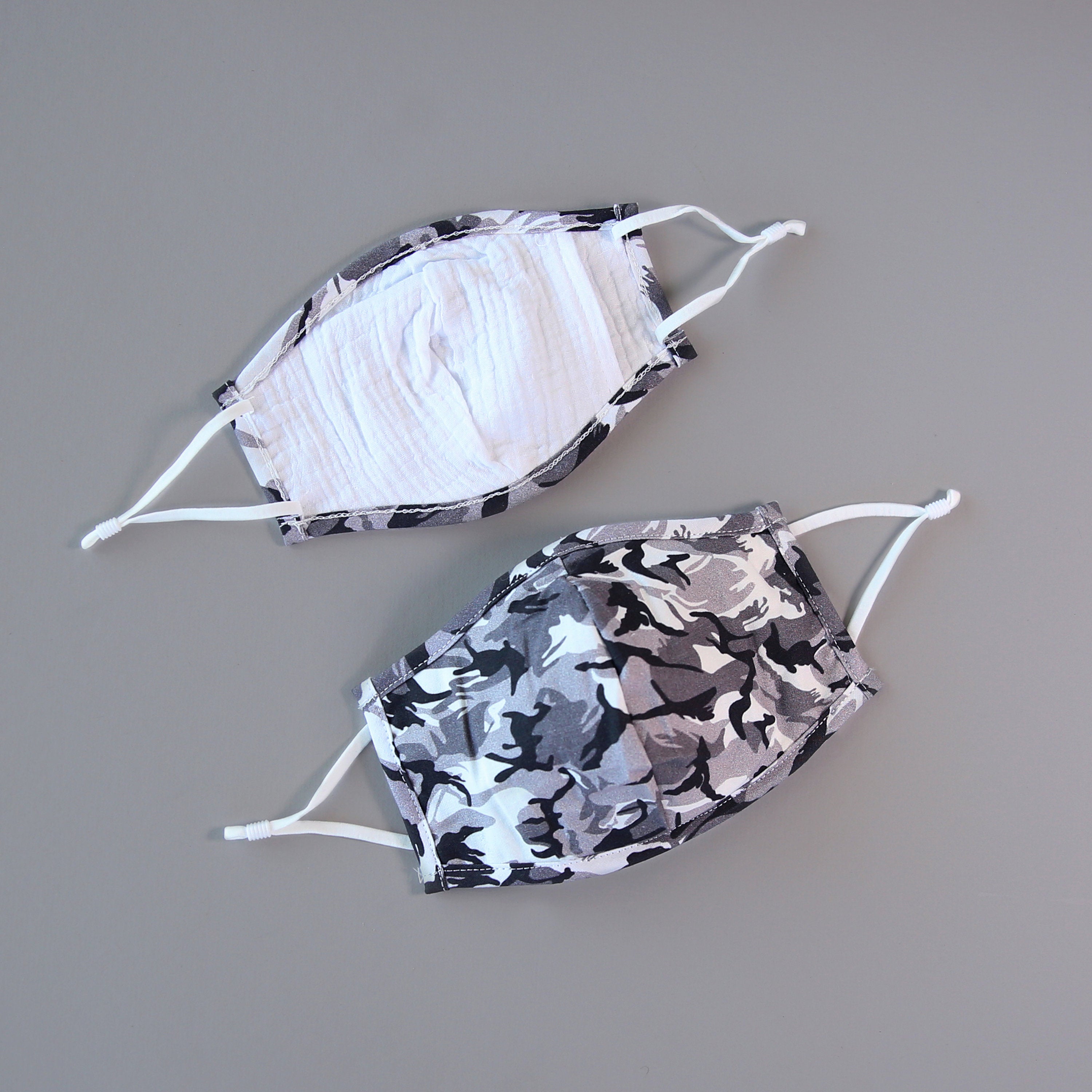 Camo Face Mask - Pocket Filter Face Mask - Dust Face Mask - Glam Face Mask - Black and White Camo