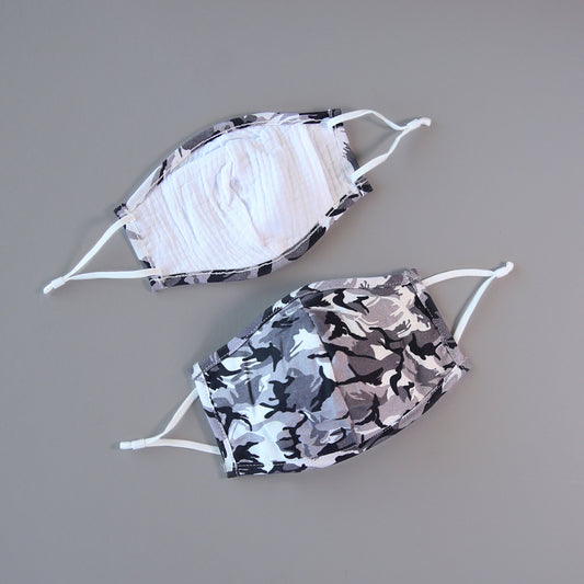 Camo Face Mask - Pocket Filter Face Mask - Dust Face Mask - Glam Face Mask - Black and White Camo