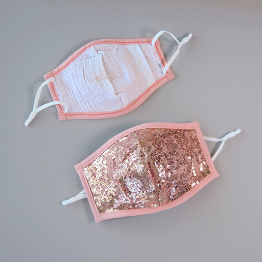 Sequin Face Mask - Pocket Filter Face Mask - Dust Face Mask - Glam Face Mask -Rose Gold Sequin Mask