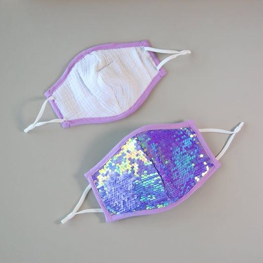 Sequin Face Mask - Pocket Filter Face Mask - Dust Face Mask - Glam Face Mask -Reversible Lavender Sequin Mask