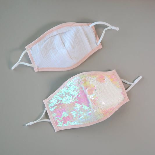 Sequin Face Mask - Pocket Filter Face Mask - Dust Face Mask - Glam Face Mask -Iridescent White Sequin Mask
