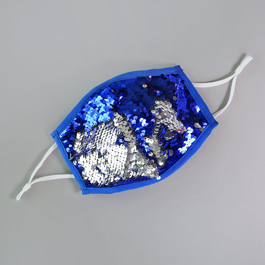 Sequin Face Mask - Pocket Filter Face Mask - Dust Face Mask - Glam Face Mask - Blue and Silver Sequin Mask - Blue Sequin Mask