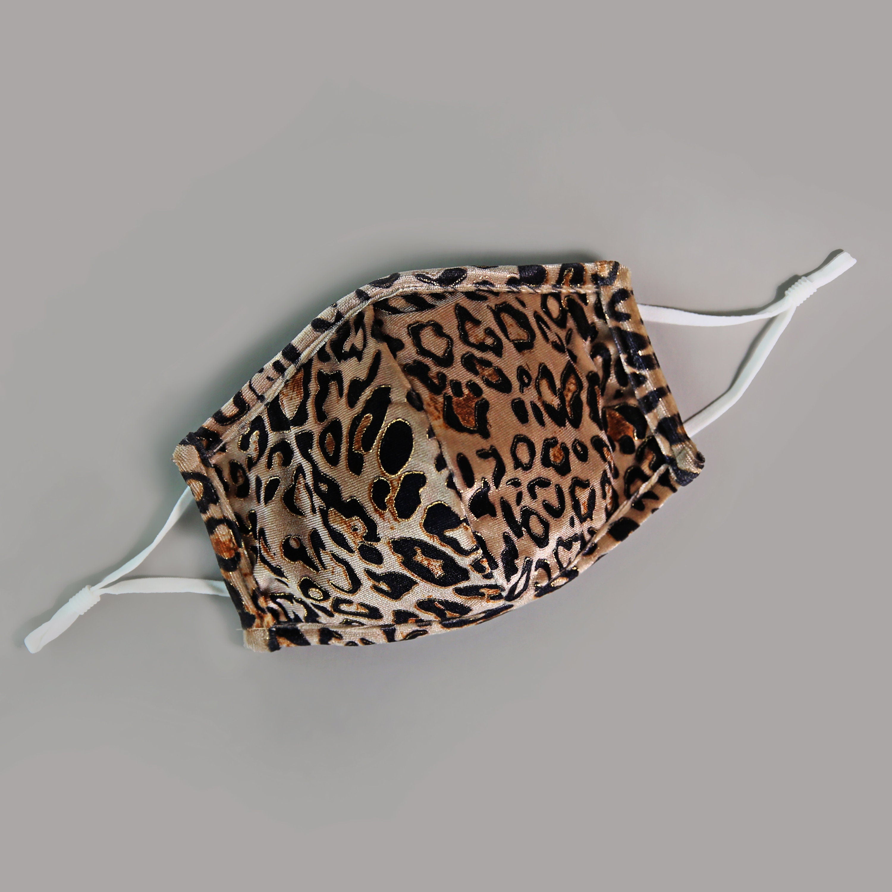 Sequin Face Mask - Pocket Filter Face Mask - Dust Face Mask - Glam Face Mask -  Brown Velvet Leopard Mask - Tan Leopard Face Mask