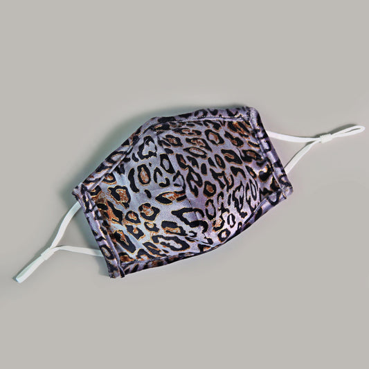 Sequin Face Mask - Pocket Filter Face Mask - Dust Face Mask - Glam Face Mask -  Gray Velvet Leopard Mask - Gray Leopard Face Mask
