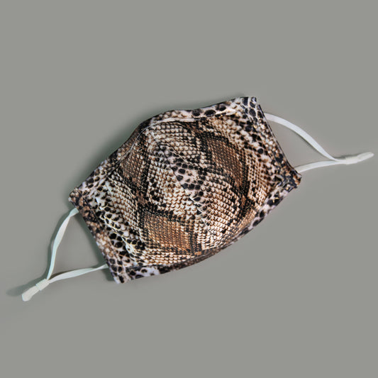 Sequin Face Mask - Pocket Filter Face Mask - Dust Face Mask - Glam Face Mask -  Brown Velvet Snake Mask - Tan Snake Face Mask