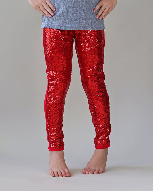 Sequin Leggings in Red