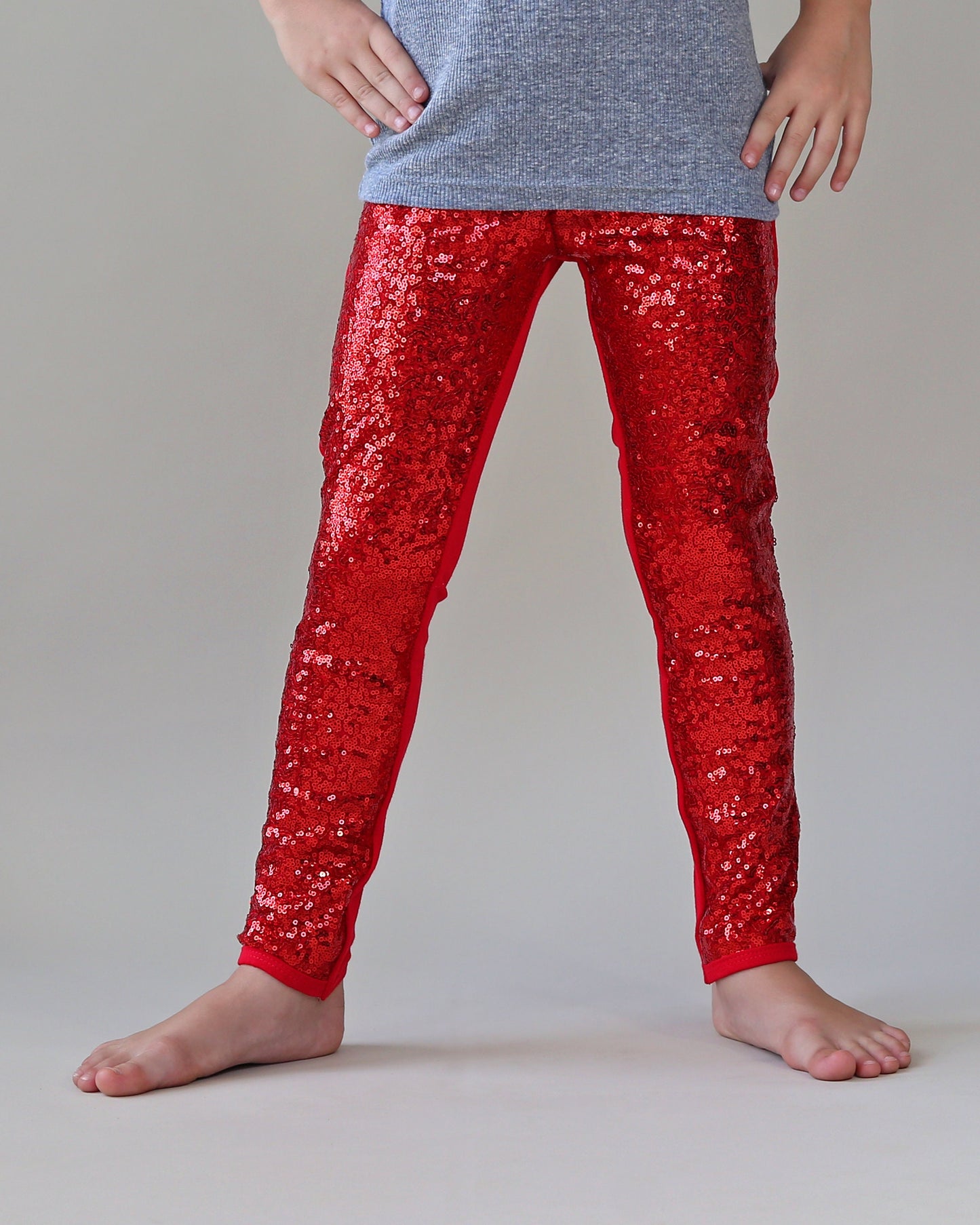 Sequin Leggings in Red
