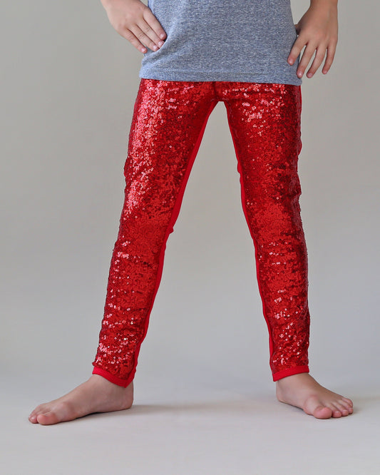 Sequin Leggings in Red