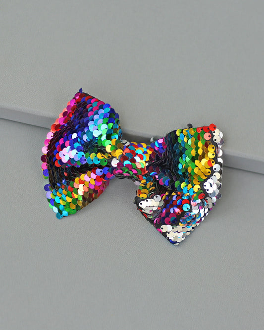Rainbow Bow Clip-Sequin Bow Clip, Rainbow Flip Sequin bow, Rainbow Reversible Sequins, costume, birthday gift, party outfit, party hair bow