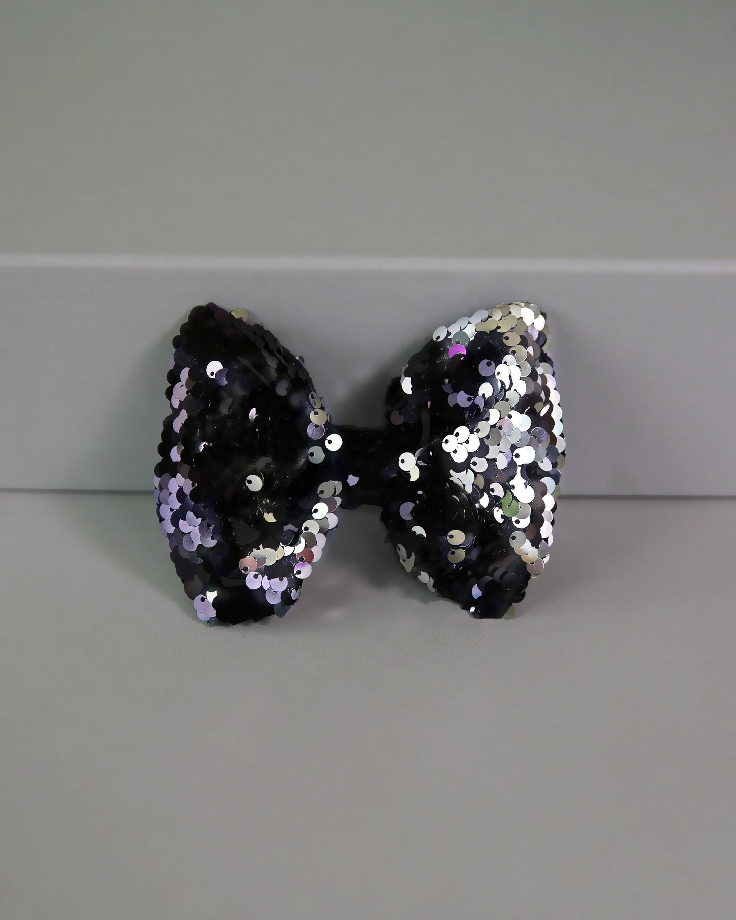 Black and Silver Bow Clip - Sequin Bow Clip -  Black and Silver Flip Sequins - Black and Silver Reversible Sequins