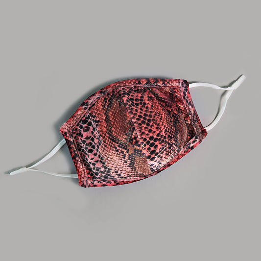 Sequin Face Mask - Pocket Filter Face Mask - Dust Face Mask - Glam Face Mask - Coral Velvet Snake Mask - Pink Snake Face Mask