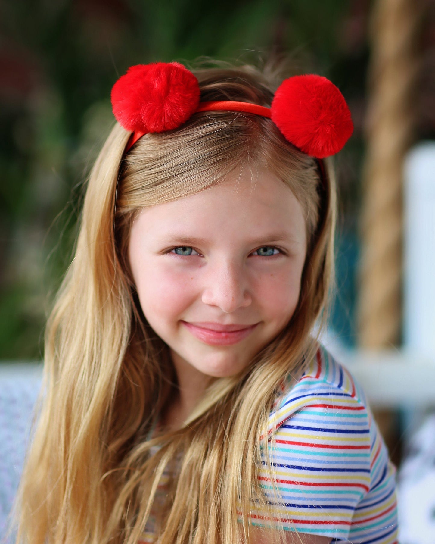 Pom Pom Headband - Red Pom Pom Headband -  Pom Pom Ear Headband - Red Headband