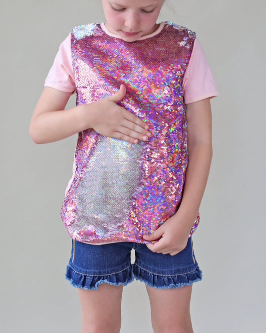 Pink and Silver Reversible Sequined Shirt - Pink and Silver flip Sequin Shirt - Pink and Silver Sequined Shirt - Magic Sequin Shirt