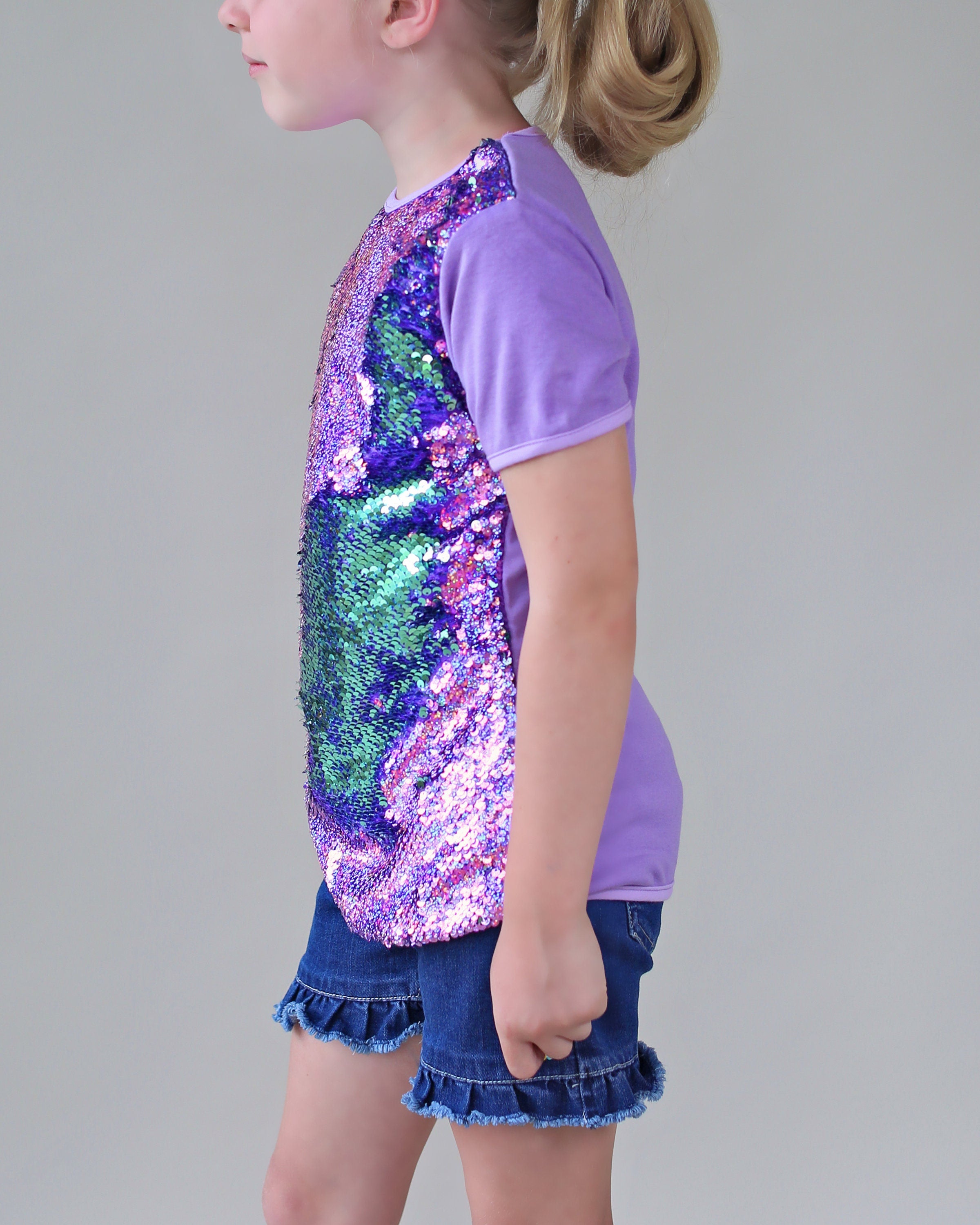 Mint and Lavender Reversible Sequined Shirt - Aqua and Purple flip Sequin Shirt - Lavender/MintSequined Shirt - Magic Sequin Shirt