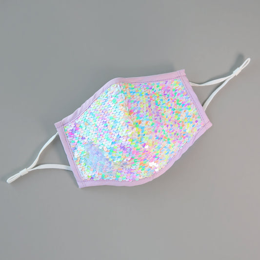 Sequin Face Mask - Pocket Filter Face Mask - Dust Face Mask - Glam Face Mask - White Rainbow Sequin Mask