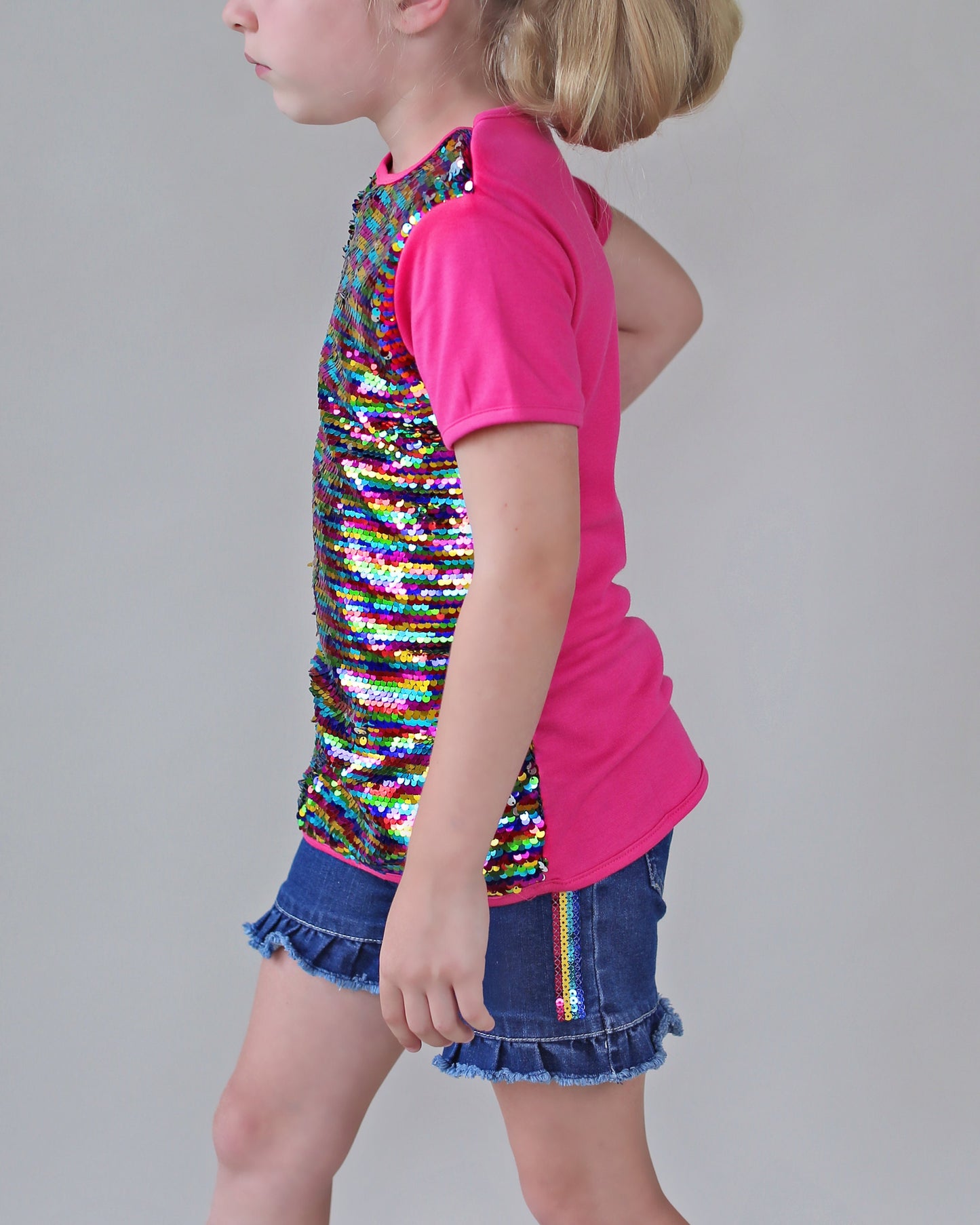 Rainbow Reversible Sequined Shirt - Rainbow Sequin Shirt - Pastel Sequined Shirt - Magic Sequin Shirt