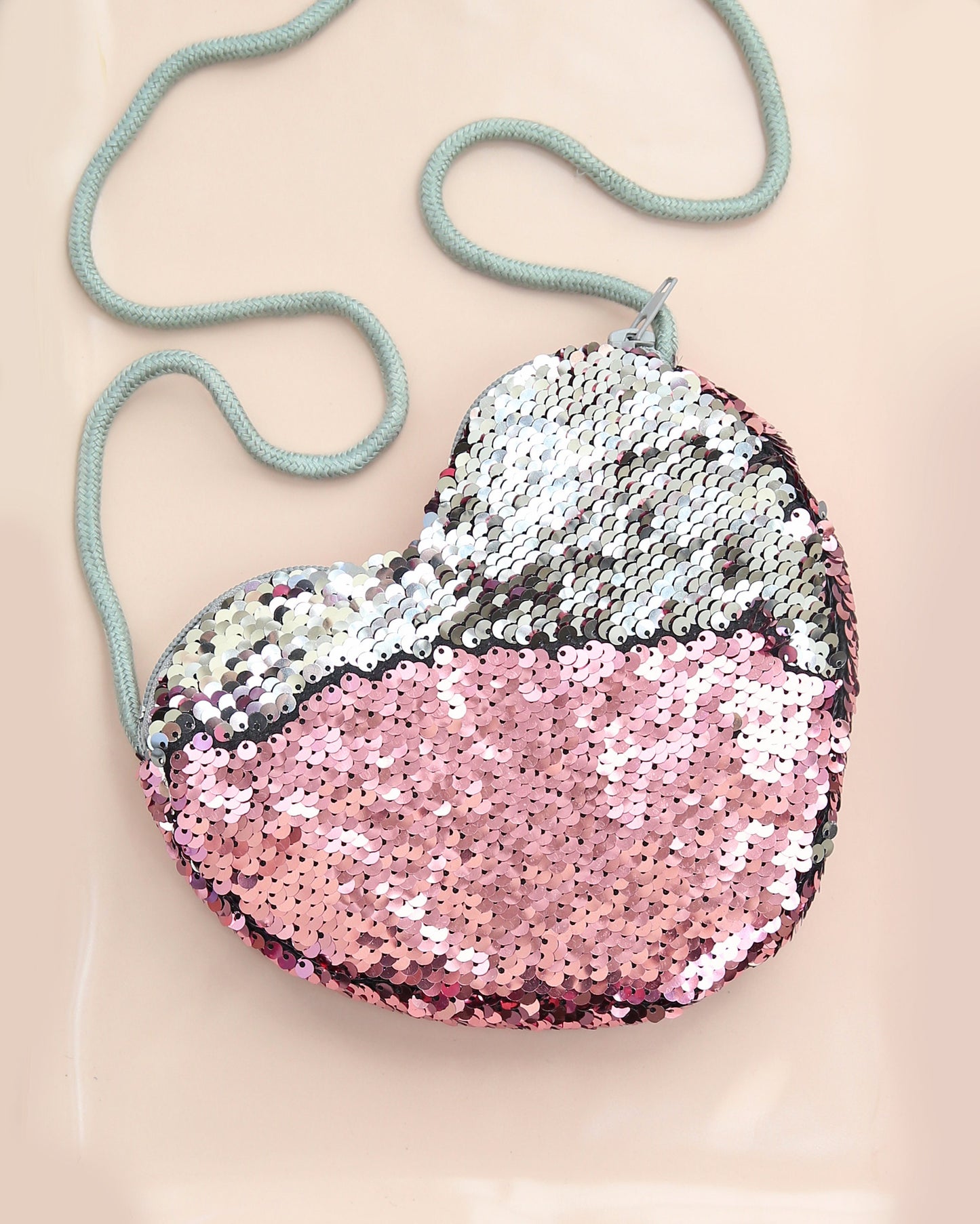 Heart Sequin Purse - Flip Sequin Heart Bag - Girls Heart Purse - Pink and Silver Flip Heart Bag