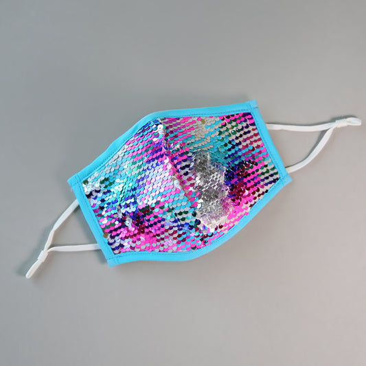 Sequin Face Mask - Pocket Filter Face Mask - Dust Face Mask - Glam Face Mask - Hot Pink and Aqua Sequin Mask