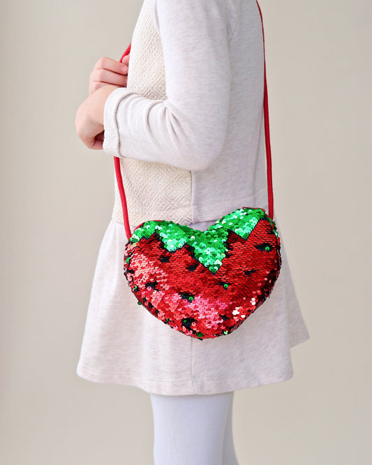 Heart Sequin Purse - Flip Sequin Heart Bag - Girls Heart Purse - Red and Green Flip Heart Bag