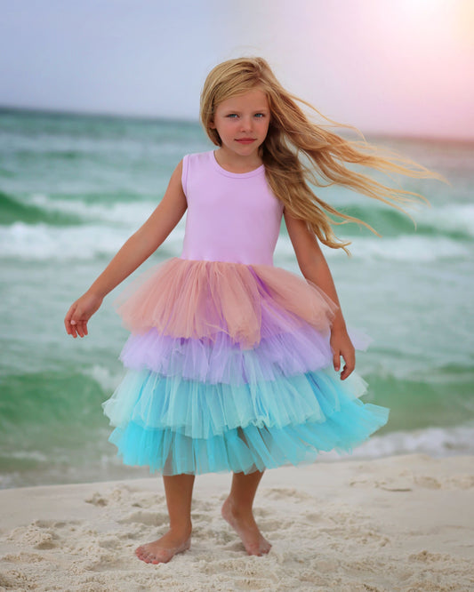 Tutu Dress in Pink, Aqua and Lavender Ombre