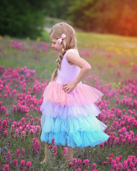 Tutu Dress in Pink, Aqua and Lavender Ombre