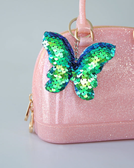 Green Butterfly Keychain - Sequin Keychain -  Green Sequin Keychain - Butterfly Keychain