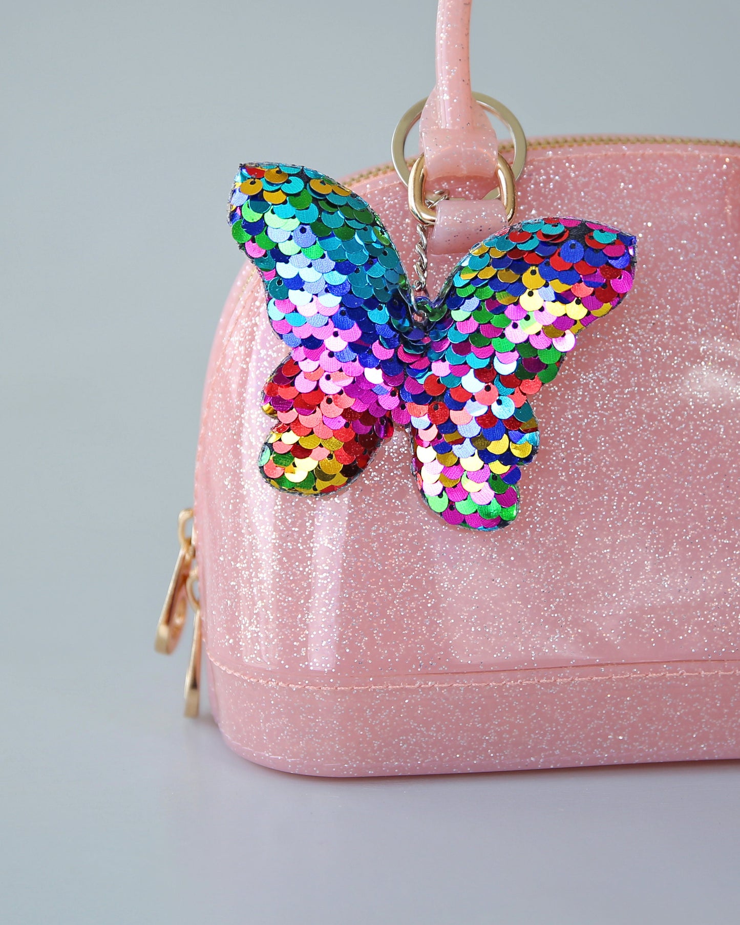 Rainbow Butterfly Keychain - Sequin Keychain -  Rainbow Sequin Keychain - Christmas Stocking Gift - Back to School Gift - Kid Gift