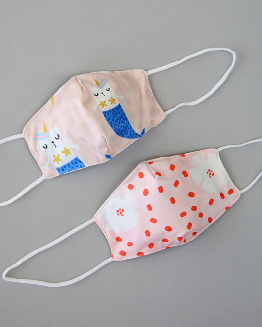 Mermaid Kitten Face Mask Set - Face Mask - Dust Face Mask - Glam Face Mask - Mermaid Cat Masks