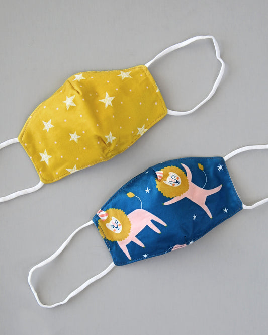 Party Lions Face Mask Set - Face Mask - Dust Face Mask - Glam Face Mask -Lion and Stars Masks