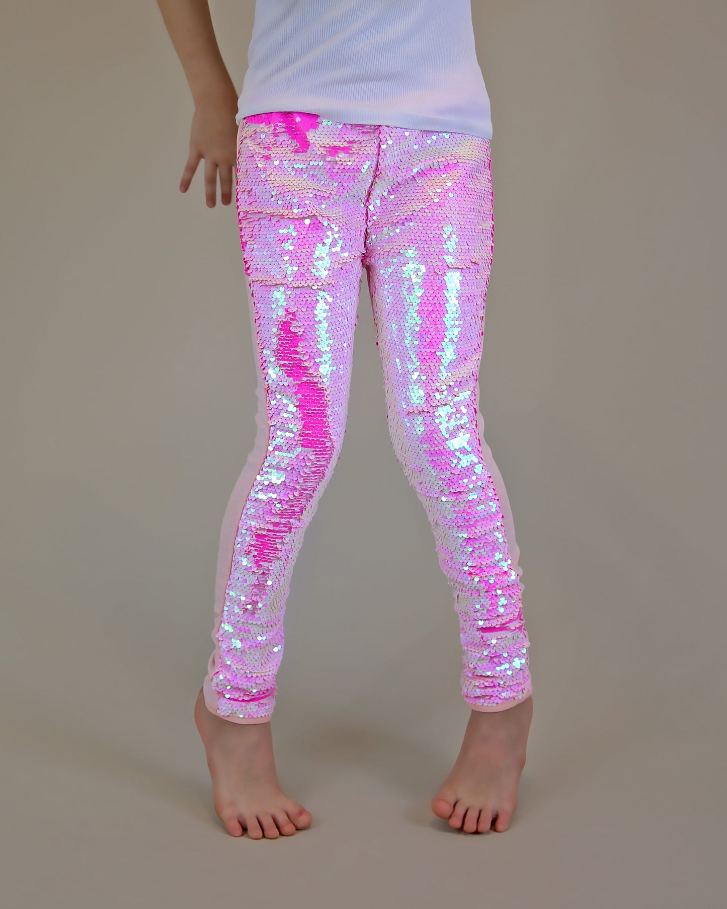 Flip Sequin Leggings in Ballerina and Neon Pink