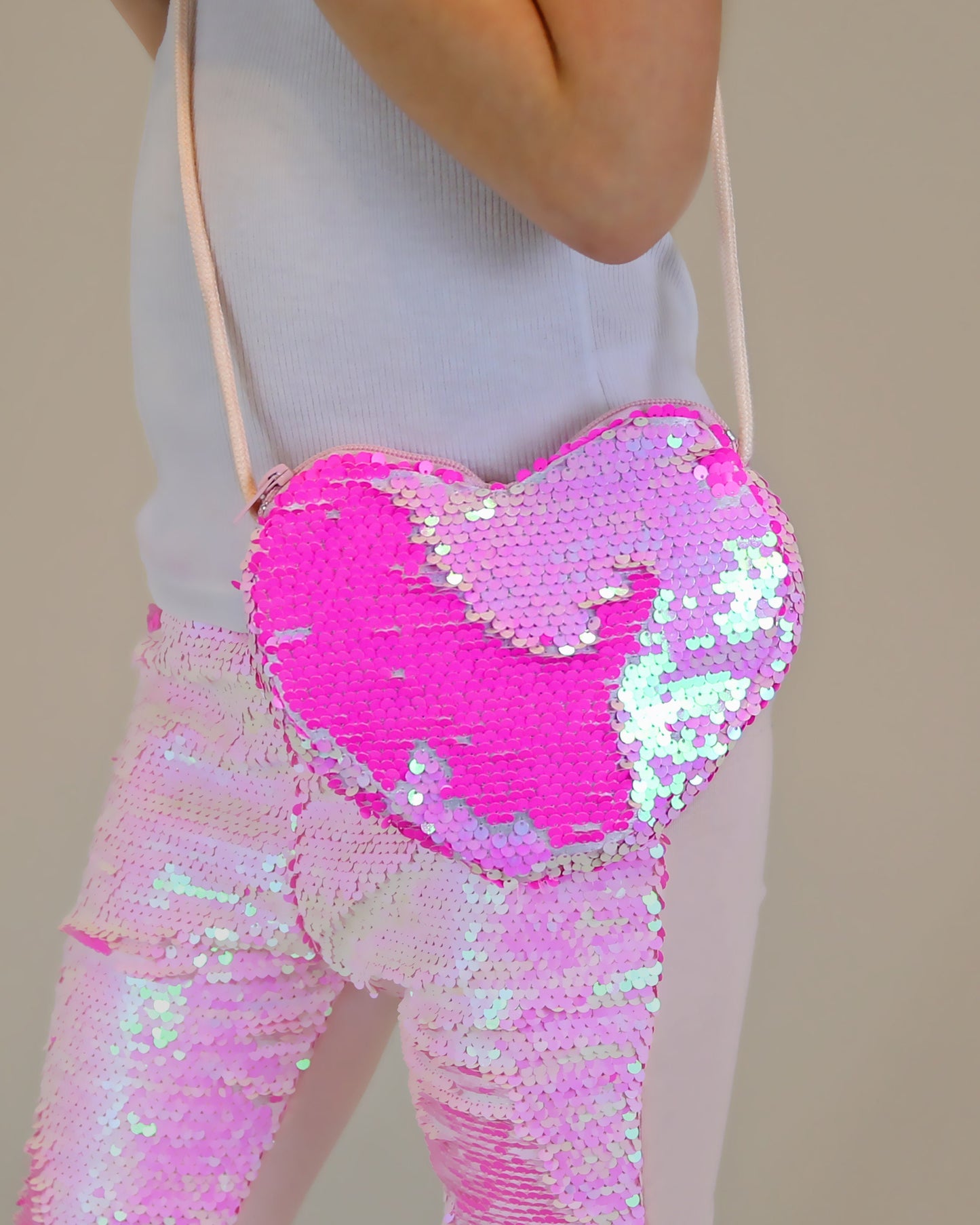 Pink Heart Sequin Purse - Flip Sequin Heart Bag - Girls Heart Purse - Neon Pink and Hot Pink Flip Heart Bag