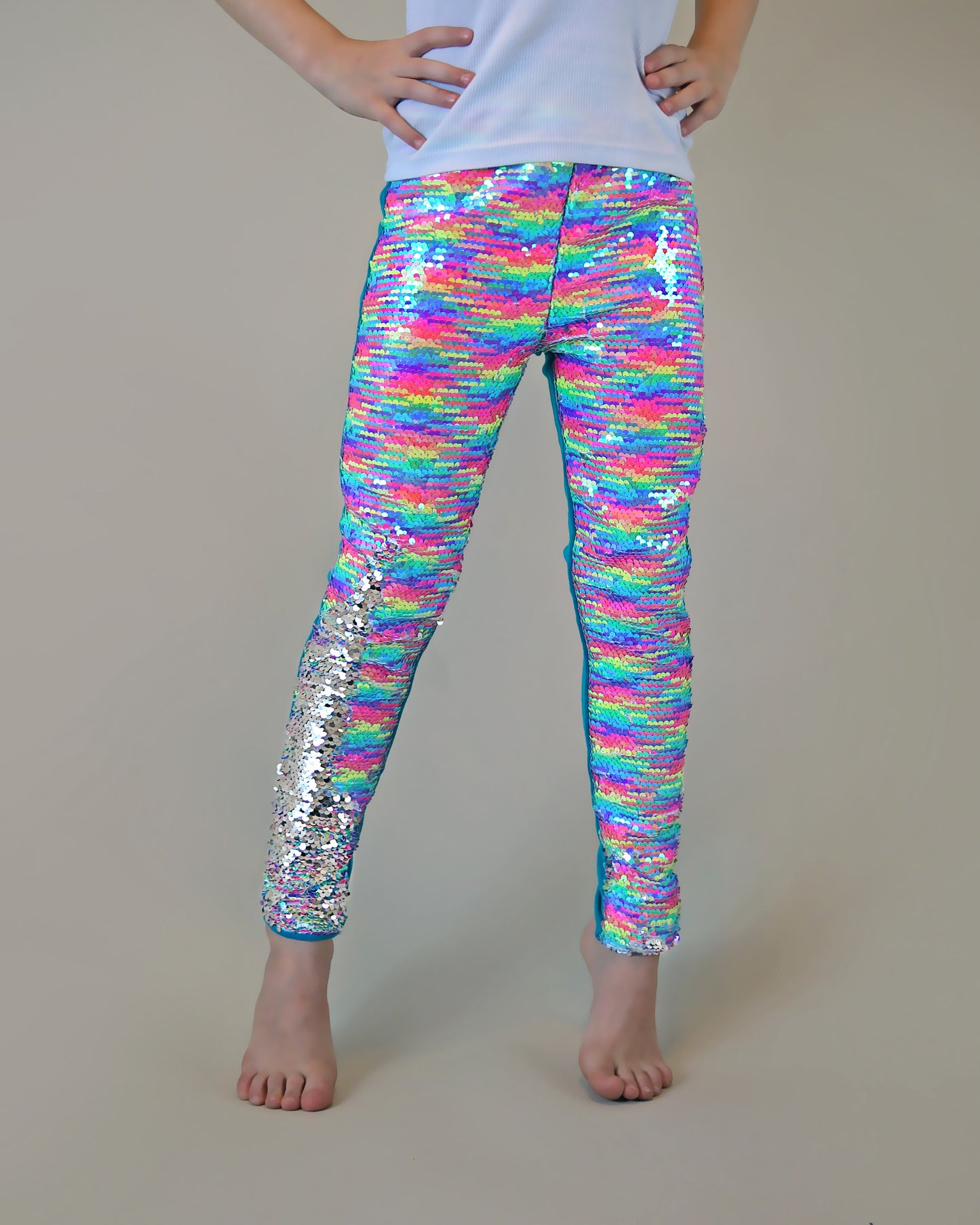 Flip Sequin Leggings in Neon Rainbow